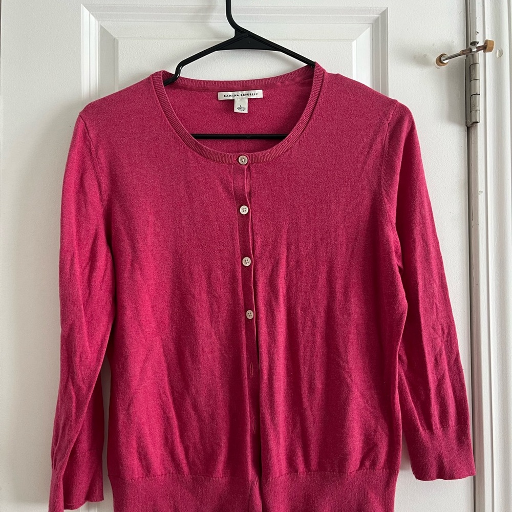 Banana Republic Raspberry Pink Button-Front Cardigan
